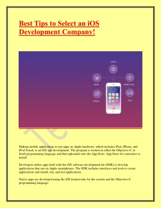 Best Tips to Select an iOS Development Company