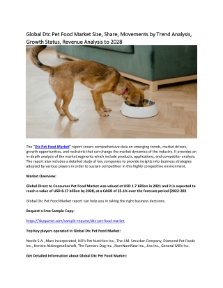 Global Dtc Pet Food Market Size, Share, Movements by Trend Analysis, Growth.