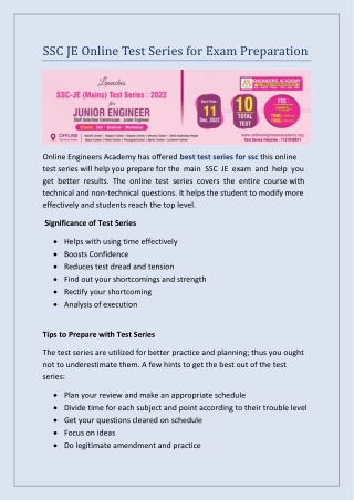 SSC JE Online Test Series for Exam Preparation
