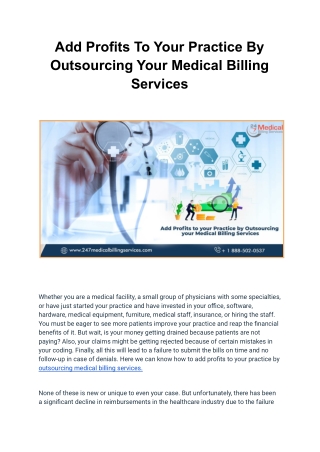 Add Profits To Your Practice By Outsourcing Your Medical Billing Services