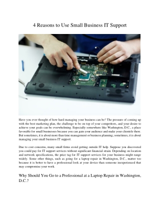 4 Reasons to Use Small Business IT Support
