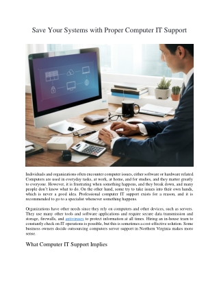 Save Your Systems with Proper Computer IT Support