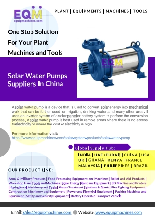 Solar Water Pumps Suppliers In China