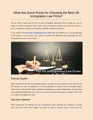 What Are Some Points for Choosing the Best UK Immigration Law Firms?