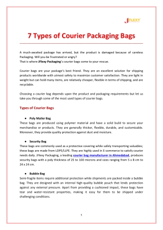 7 Types of Courier Packaging Bags