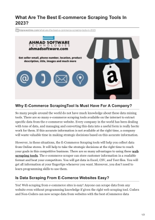 1What Are The Best E-commerce Scraping Tools In 2023