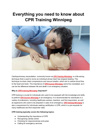 Everything you need to know about CPR Training Winnipeg