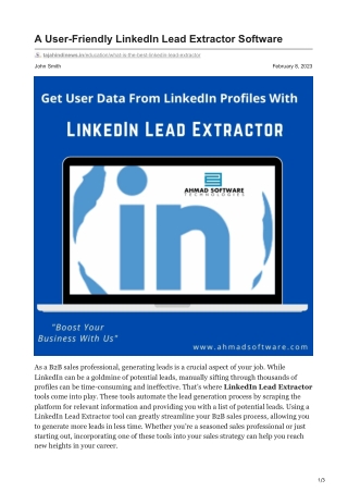 A User-Friendly LinkedIn Lead Extractor Software