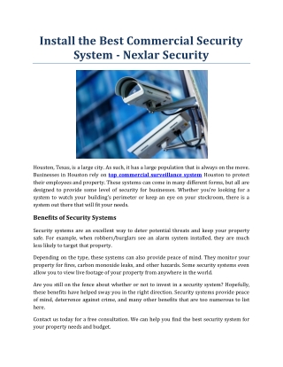 Install the Best Commercial Security System - Nexlar Security