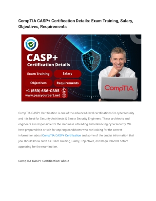 CompTIA CASP  Certification Details Exam Training, Salary, Objectives, Requirements