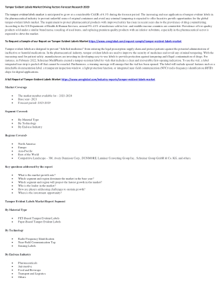 Tamper Evident Labels Market