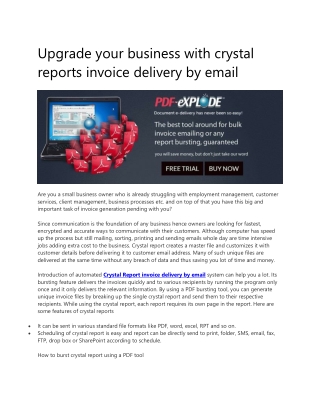 Upgrade your business with crystal reports invoice delivery by email