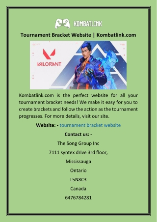 Tournament Bracket Website  Kombatlink