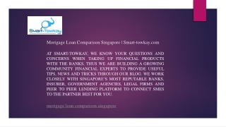 Mortgage Loan Comparison Singapore  Smart-towkay.com