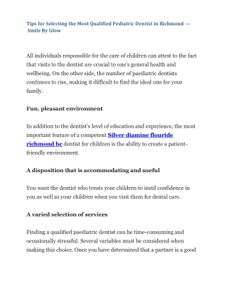 Tips for Selecting the Most Qualified Pediatric Dentist in Richmond — Smile By Glow