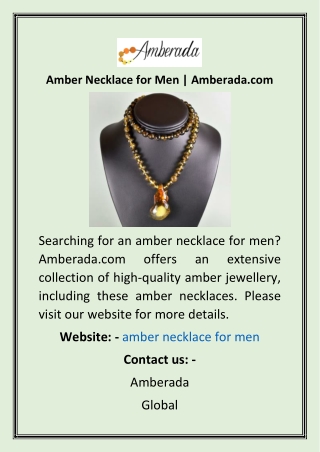 Amber Necklace for Men  Amberada