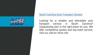 South Carolina Auto Transport Quotes  Usaautoship.com