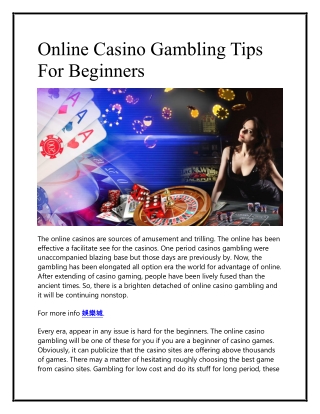 Online Casino Gambling Tips For Beginners