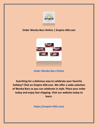 Order Wonka Bars Online | Empire-420.com