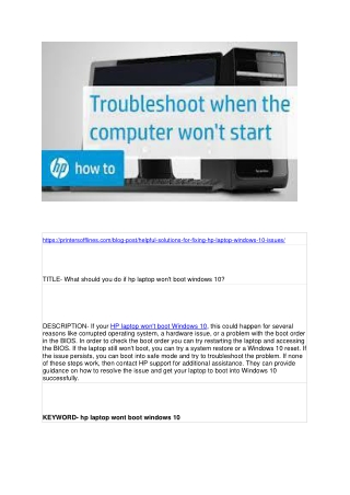 What should you do if hp laptop won't boot windows 10?