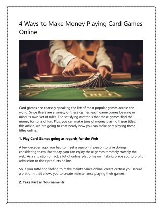 4 Ways to Make Money Playing Card Games Online