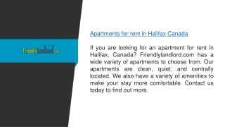 Apartments for Rent in Halifax Canada  Friendlylandlord.com
