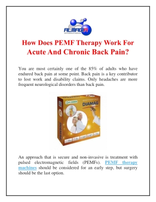 How Does PEMF Therapy Work For Acute And Chronic Back Pain