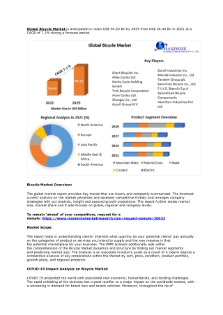 Bicycle Market- Global Industry Analysis and Forecast (2022- 2029)