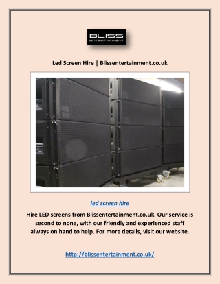 Led Screen Hire | Blissentertainment.co.uk