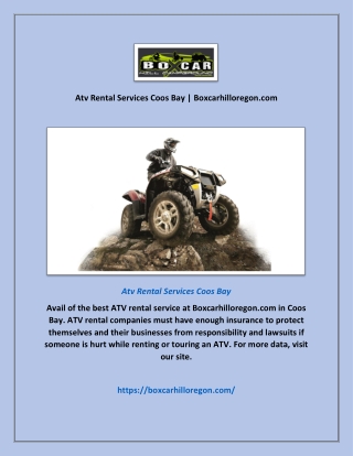 Atv Rental Services Coos Bay | Boxcarhilloregon.com