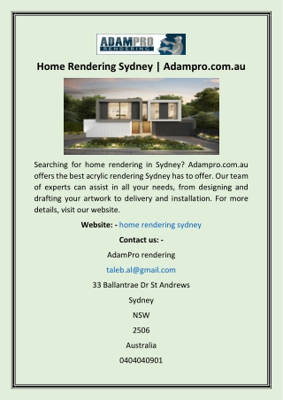 Home Rendering Sydney  Adampro.com