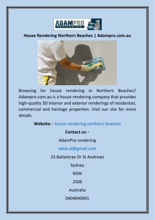 House Rendering Northern Beaches  Adampro.com