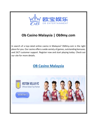 Ob Casino Malaysia  Ob9my