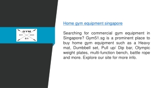 Home Gym Equipment Singapore  Gym51.sg