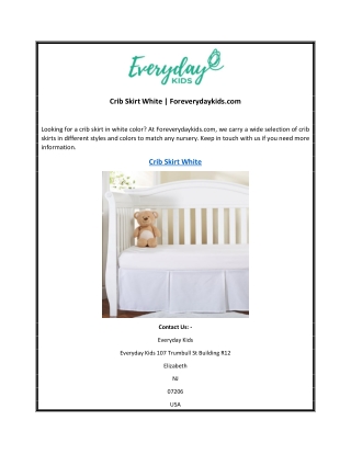 Crib Skirt White  Foreverydaykids