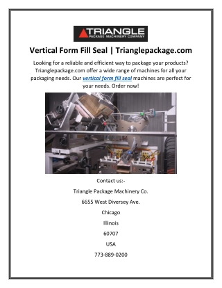 Vertical Form Fill Seal Trianglepackage.com