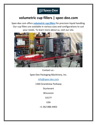 volumetric cup fillers  spee-dee.com