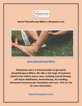 Sports Physiotherapy Milton | Mexphysio.com