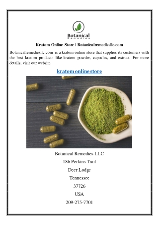 Kratom Online Store Botanicalremediesllc