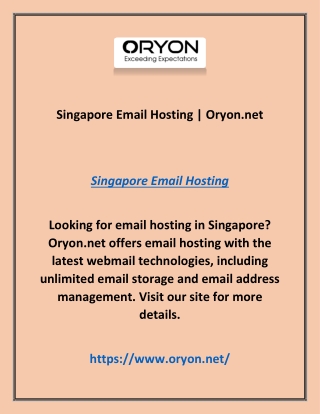 Singapore Email Hosting | Oryon.net