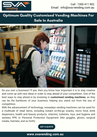 Optimum Quality Customised Vending Machines For Sale In Australia