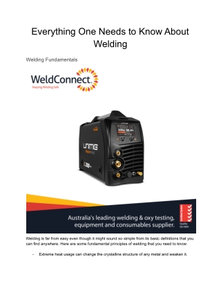 Everything One Needs to Know About Welding