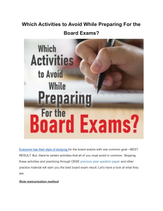 Which Activities to Avoid While Preparing For the Board Exams