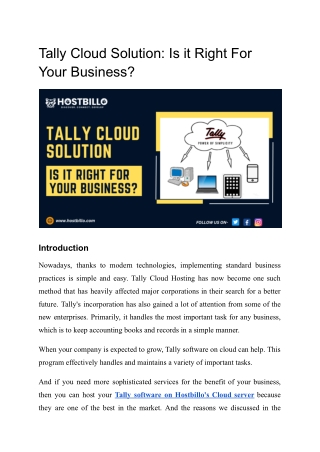 Tally Cloud Solution: Is it Right For Your Business?