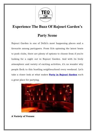 Party in Rajouri Garden | Call-9911010904 | Teo Lounge and Bar