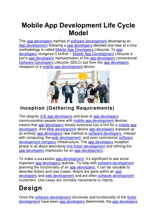 Mobile App Development Life Cycle Model