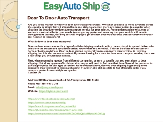 Door To Door Auto Transport