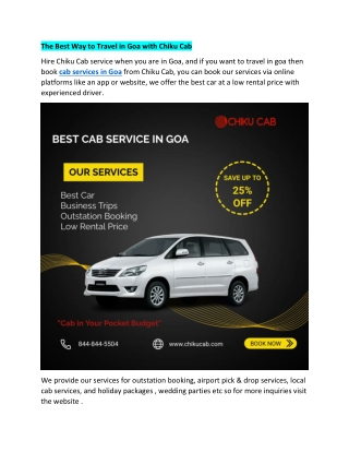 The Best Way to Travel in Goa with Chiku Cab