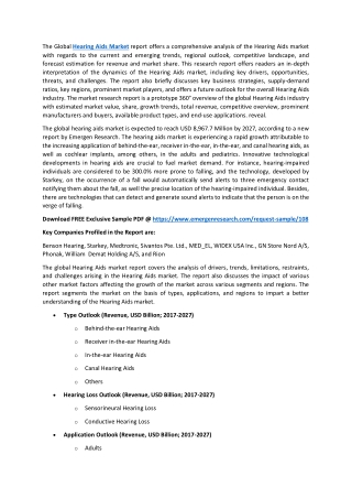 Hearing Aids Market: A Look at the Key Applications and Technologies 2027