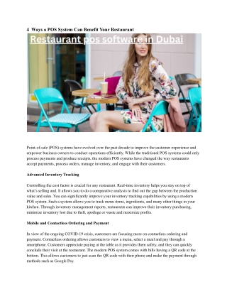 Restaurant pos software in Dubai